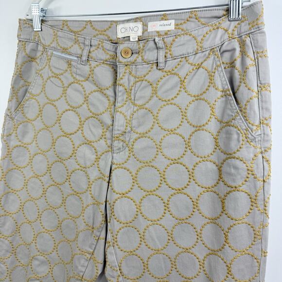 Chino by Anthropologie Relaxed Fit Embroidered Circle Pattern Pants Size 32 - Picture 6 of 13